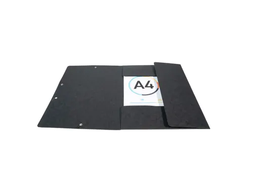 Elastomap 3 kleppen glanskarton 600g/m2 Scotten Maxi Capacity A4 Zwart