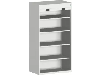 roldeurkast 2000x1050x650mm 4xStalen bodem cil.-slot RAL7035 - 1
