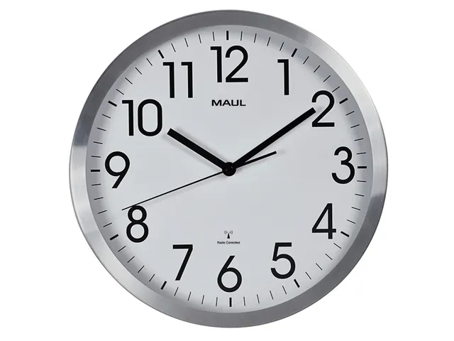Wandklok MAUL Move RC Ø30,5cmx4.5cm aluminium/wit incl.batterij