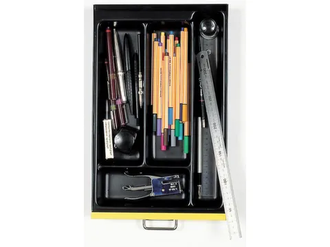 Inzetbak voor bureau-accessoires,4vakken,v. front H 51mm,BxD 232x365mm