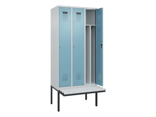 locker met bank,voor scheiding van kleding,HxBxD 2120x900x815mm,3vak