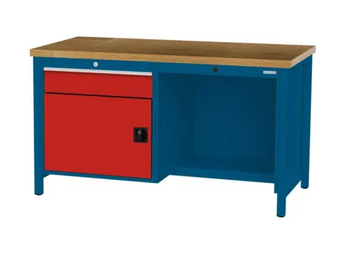 werkbank,HxBxD 860x1500x750mm,onderstel RAL5010,fronten RAL3020