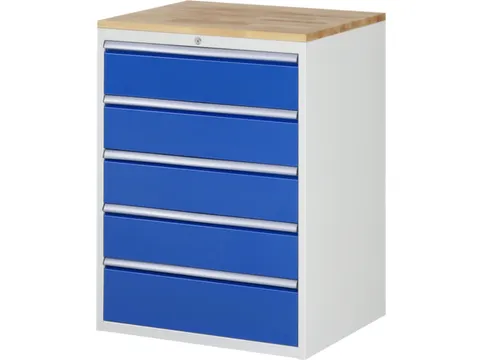 ladekast 1035x770x650mm 5laden cilinderslot RAL7035 RAL5010 beuken