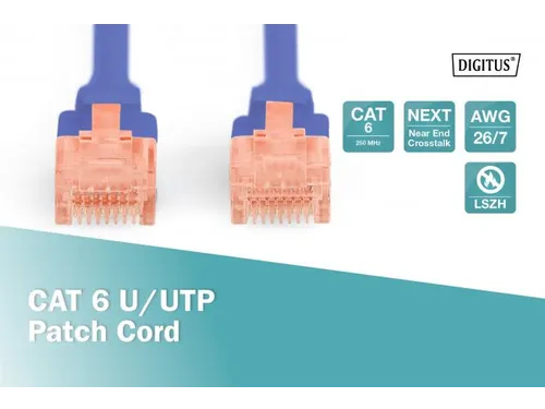 CAT 6 U-UTP patchkabel Cu LSZH AWG 26/7 lengte 0,50m Blauw