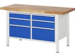 werkbank,HxBxD 840-1040x1500x700mm,beukblad,draagverm. 1250kg,4voeten