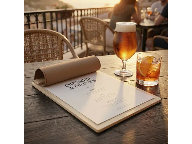 Porte-menu Securit Signature A4 à pince bois clair marron