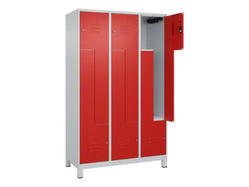 Z-garderobekast,HxBxD 1950x1200x500mm,vak B 200/400mm,cil.-slot,voeten