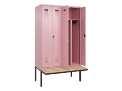 PBM-locker met bank,HxBxD 2120x1200x815mm,4vak,vak B 300mm
