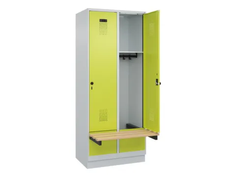 locker met bank,HxBxD 1950x800x815mm,2vak,vak B 400mm,draaigrendel
