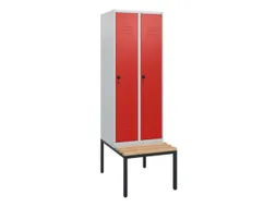 locker met bank,HxBxD 1950x600x815mm,2vak,vak B 300mm,draaigrendel
