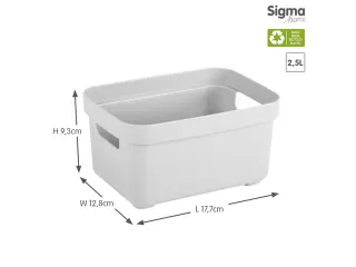 Sigma Home opbergbox 2,5L wit - 17,7x12,8x9,3cm - 2