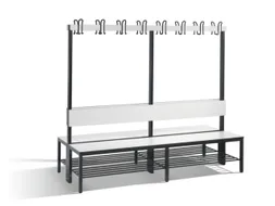 omkleedbank,HxLxD 1650x2000x760mm,HPL wit,frame staal RAL7021