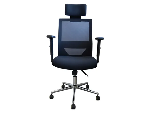 Bureaustoel Ergo met hoofdsteun Stof Zwart Netrug