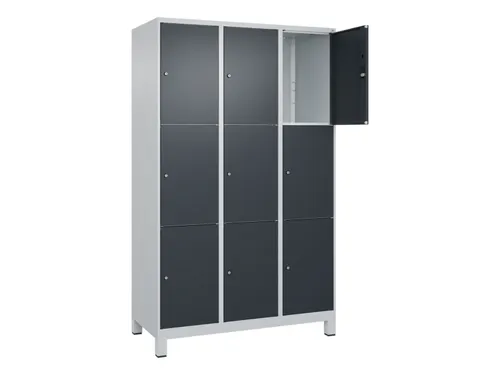 lockerkast,HxBxD 1950x1200x500mm,3x3vakken,vak B 400mm,cil.-slot