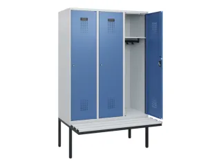 locker met bank,HxBxD 1950x1200x815mm,3vak,vak B 400mm,cilinderslot - 1