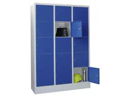 lockerkast,HxBxD 1850x1200x500mm,3x5vakken,RAL7035,front RAL3000