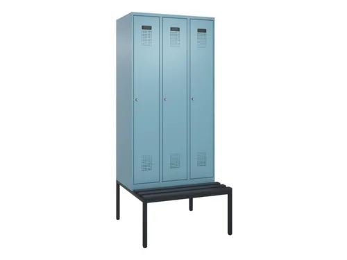 locker met bank,HxBxD 2120x900x815mm,3vak,vak B 300mm,cilinderslot