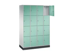lockerkast,RAL 7035/RAL 7021,HxBxD 1950x1220x500mm,4x4vakken,cil.-slot