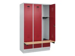 locker met bank,HxBxD 1950x1200x815mm,3vak,vak B 400mm,cilinderslot