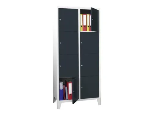 lockerkast,HxBxD 1850x800x500mm,2x4vakken,RAL7035,front RAL7016