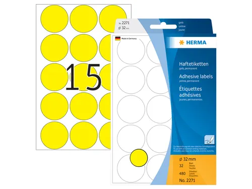 HERMA 2271 Multipurpose etiketten Rond 32mm Geel 480 stuks