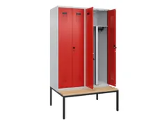 PBM-locker met bank,HxBxD 2120x1200x815mm,4vak,vak B 300mm
