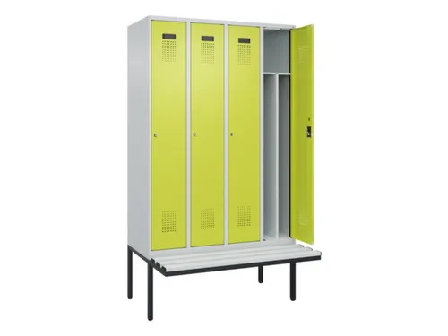 locker met bank,voor scheiding van kleding,HxBxD 2120x1200x815mm,4vak