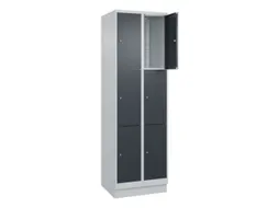 lockerkast,HxBxD 1950x600x500mm,2x3vakken,vak B 300mm,cil.-slot,sokkel