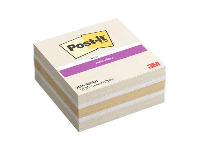 Memoblok Post-it 2014 Super Sticky 76x76mm kubus Neutral 355 vel