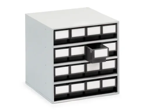 ESD-magazijnkast,HxBxD 395x400x400mm,16lade(n),laden zwart