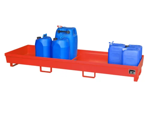 Opvangbak 4x 200l Opvangvol. 280l Rood 285x 2400x 800mm Open