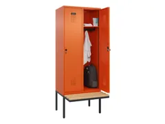 locker met bank,HxBxD 2120x800x815mm,2vak,vak B 400mm,draaigrendel