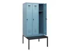 locker met bank,HxBxD 1950x900x815mm,3vak,vak B 300mm,draaigrendel