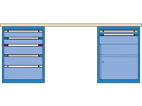 werkbank,HxBxD 840x2500x700mm,multiplexblad,RAL7035,front RAL7035