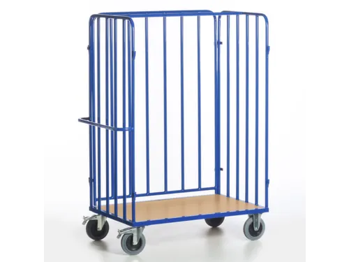 pakketwagen,draagverm. 600kg,laadvl. LxB 1000x670mm,houtetage,RAL5010