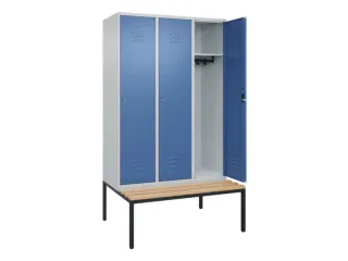 locker met bank,HxBxD 2120x1200x815mm,3vak,vak B 400mm,cil.-slot - 2