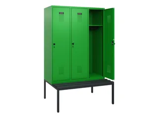 locker met bank,HxBxD 1950x1200x815mm,3vak,vak B 400mm,draaigrendel - 1