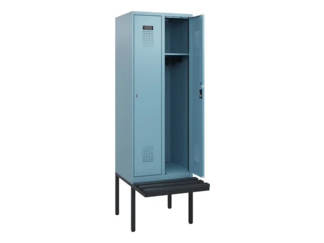 locker met bank,HxBxD 1950x600x815mm,2vak,vak B 300mm,cilinderslot