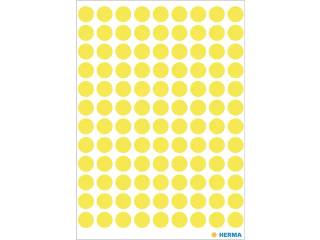 HERMA 1834 Multipurpose etiketten Rond 8mm Fluor Geel 540 stuks