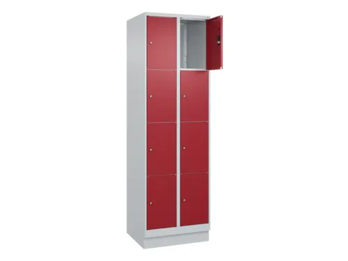 lockerkast,HxBxD 1950x600x500mm,2x4vakken,vak B 300mm,cil.-slot,sokkel