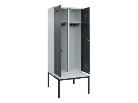 locker met bank,voor scheiding van kleding,HxBxD 2120x800x815mm,2vak