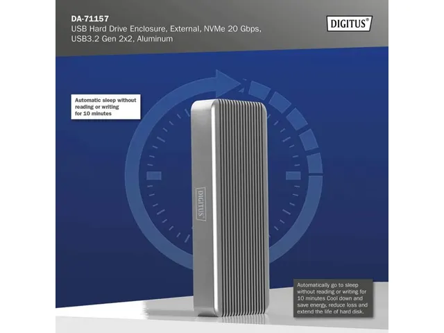 USB-behuizing voor harde schijf extern NVMe 20Gbps USB3.2 Gen 2x2 Alu