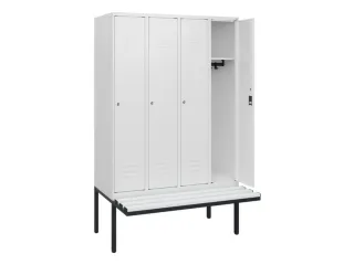 locker met bank,HxBxD 1950x1200x815mm,4vak,vak B 300mm,cil.-slot - 2