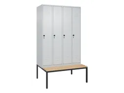 locker met bank,HxBxD 2120x1200x815mm,4vak,vak B 300mm,draaigrendel