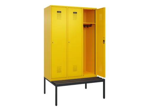 locker met bank,HxBxD 2120x1200x815mm,3vak,vak B 400mm,cilinderslot