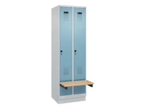locker met bank,HxBxD 1950x600x815mm,2vak,vak B 300mm,draaigrendel