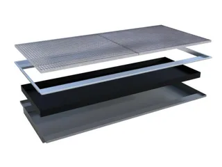 ophangbak,opvangvol. 200l,HxBxD 135x2665x1265/915mm,m. PE-element - 2