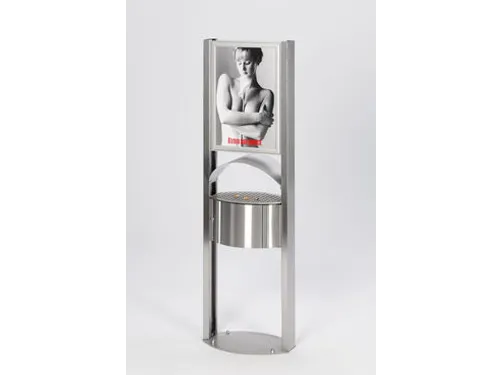 Afvalbak RVS 50 liter HxB 800x480mm binnenbak verzinkt met reclamevlak