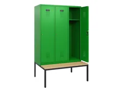 locker met bank,HxBxD 1950x1200x815mm,3vak,vak B 400mm,cilinderslot