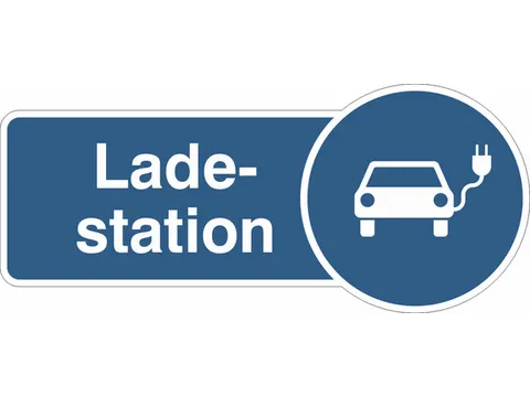 wandbord,"Laadstation",PVC,blauw/wit,om te verlijmen,HxB 130x300mm